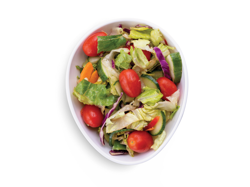 Fattoush salad with lettuce, tomatoes, cucumbers, parsley and pita chips